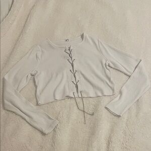 ✨ 3 for $20 Bundle Deal ✨ Garage White Lace-Up Crop Blouse